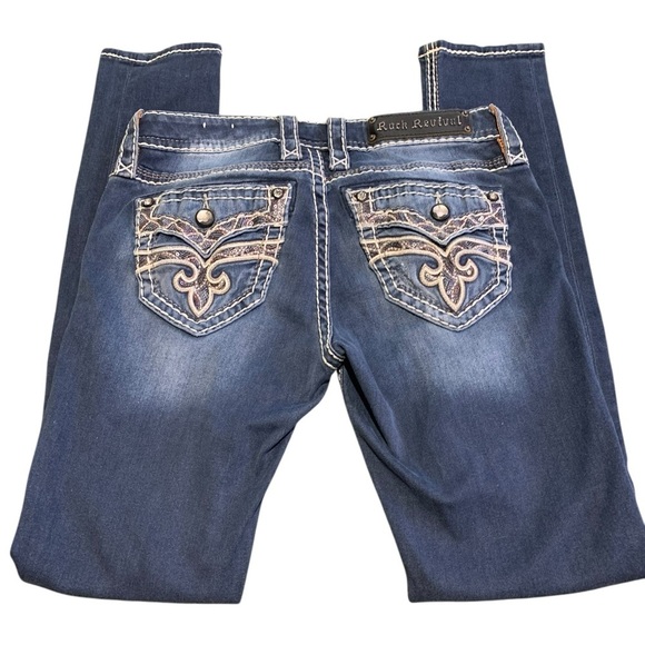 Rock Revival Arisa Skinny Jeans Size 27 Bling Distressed Embellished Stretch - Picture 6 of 13